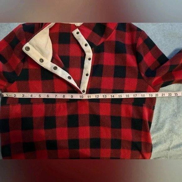Entro red buffalo plaid fleece pullover size S - Picture 3 of 7